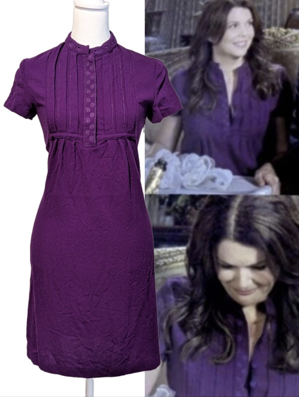 *RARE* ASO Gilmore Girls Dress Vintage Wool Designer Purple Size XS/2/0 Y2K